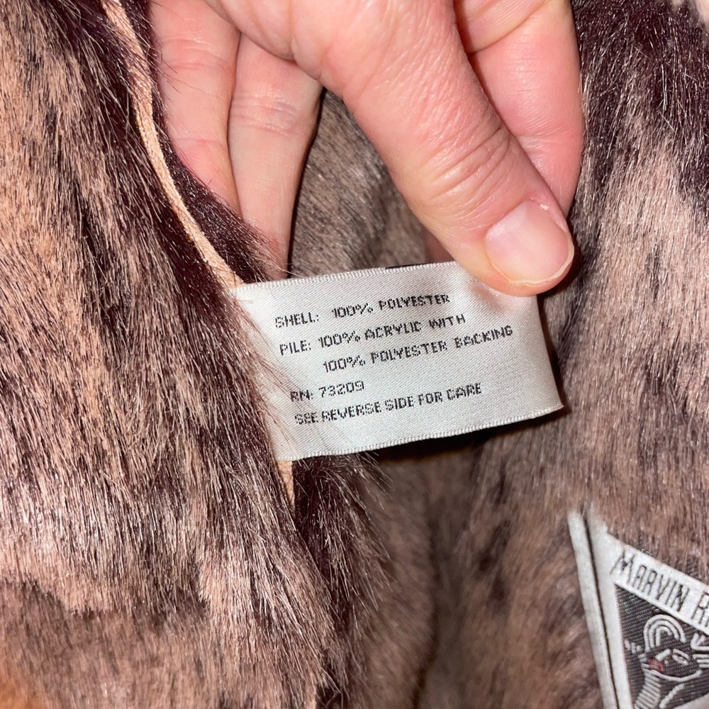 Marvin Richards Vintage Y2k Penny Lane Tan Teddy Jacket with Fur Trim - Picture 6 of 7